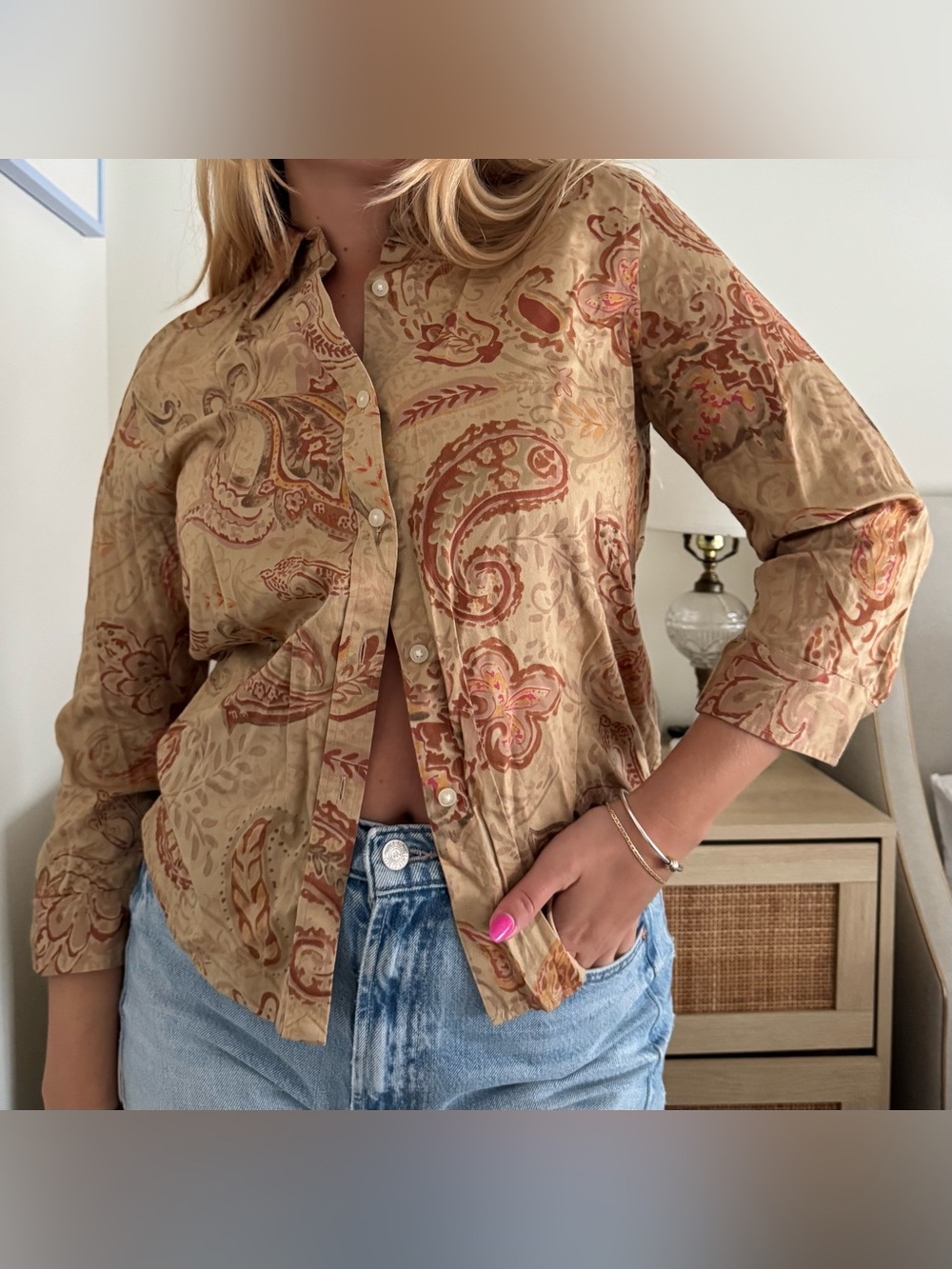 lauren ralph lauren brown paisley buttondown